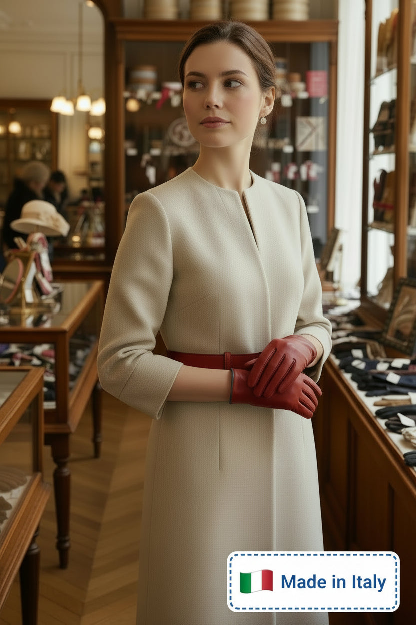 Gants en Cuir Italien Rouge