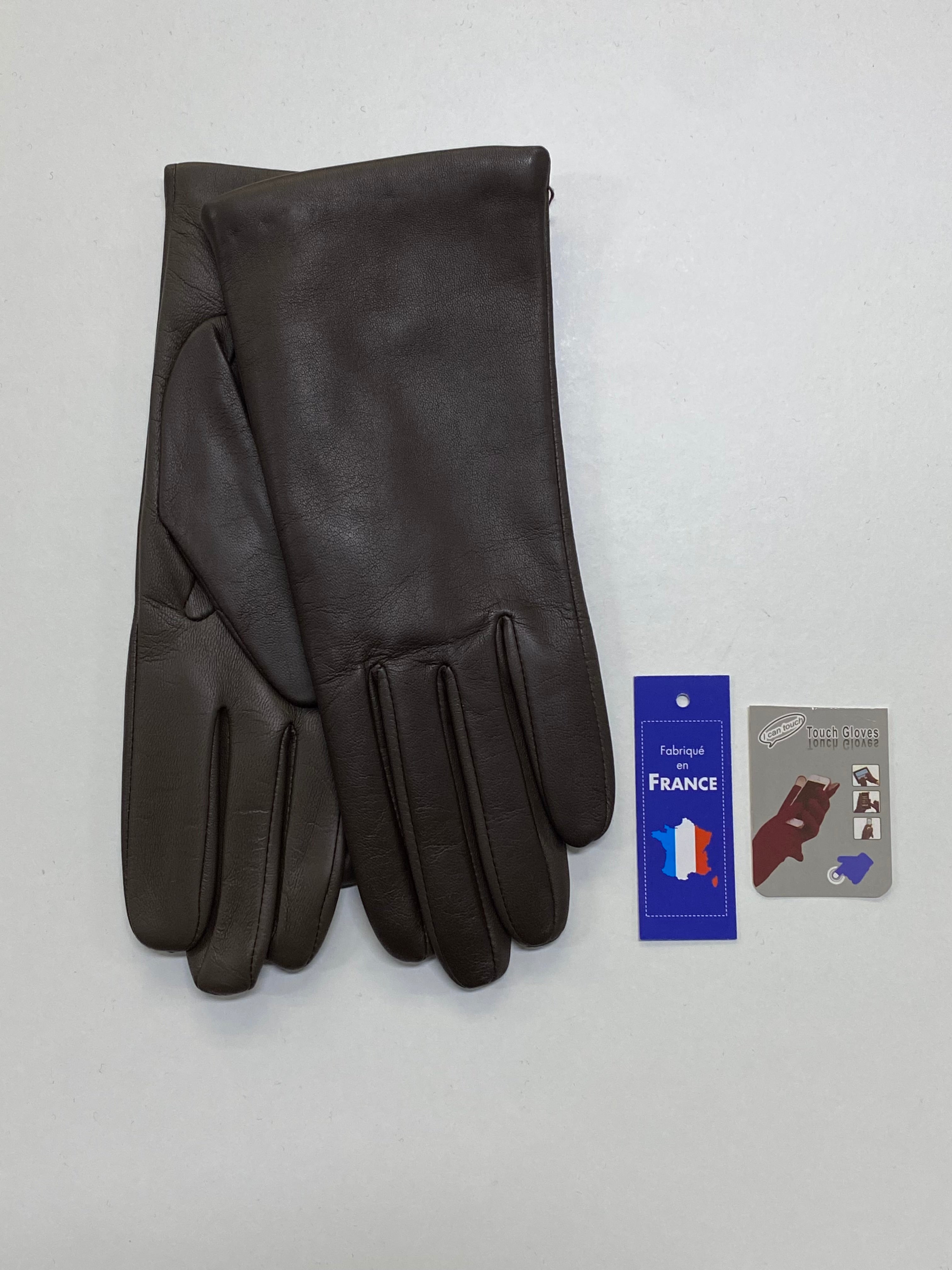 Gants en Cuir Tactile Marron