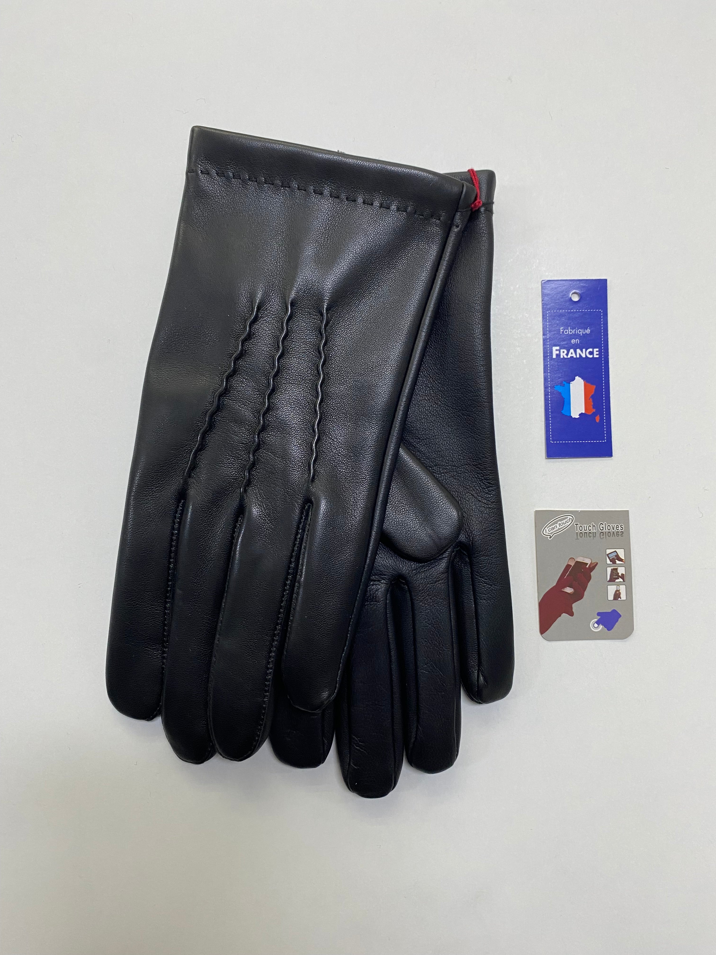 Gants en Cuir Tactile Noir