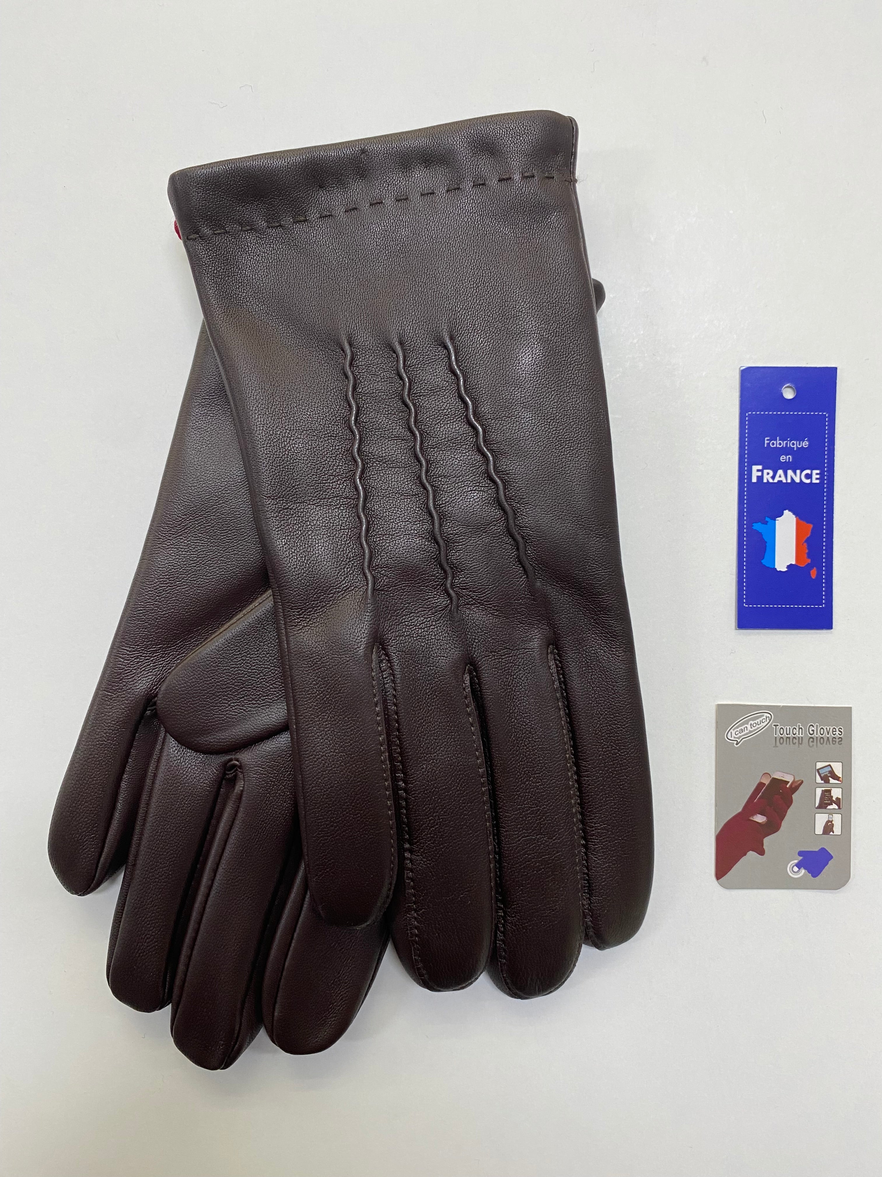 Gants en Cuir Tactile Marron