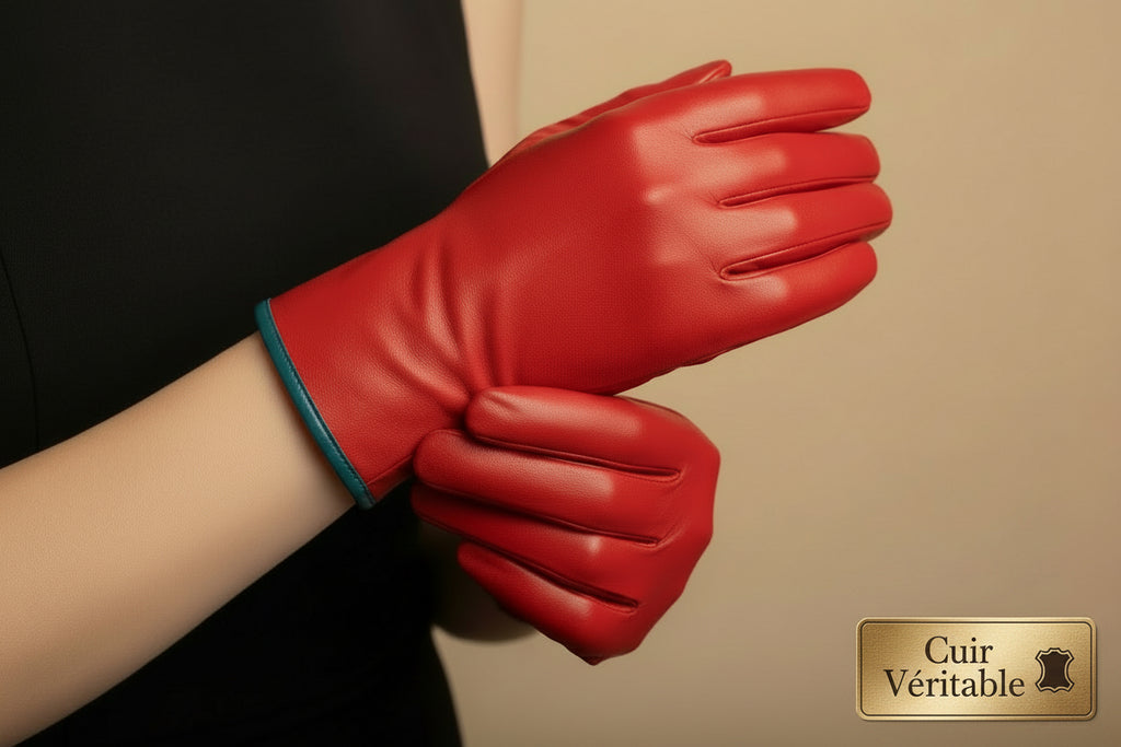 Gants en Cuir Italien Rouge
