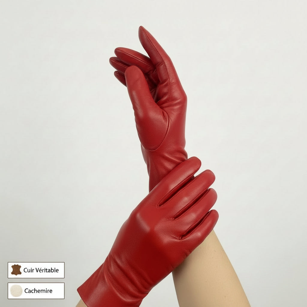 Gants en Cuir Italien Rouge