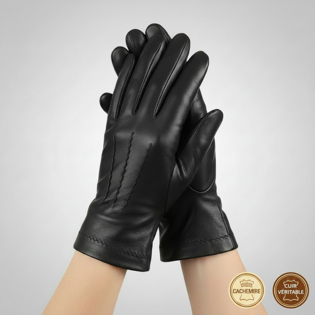 Gants avec logos Cuir véritable et Cachemire