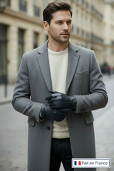 Gants en Cuir et Cachemire Bleu Français