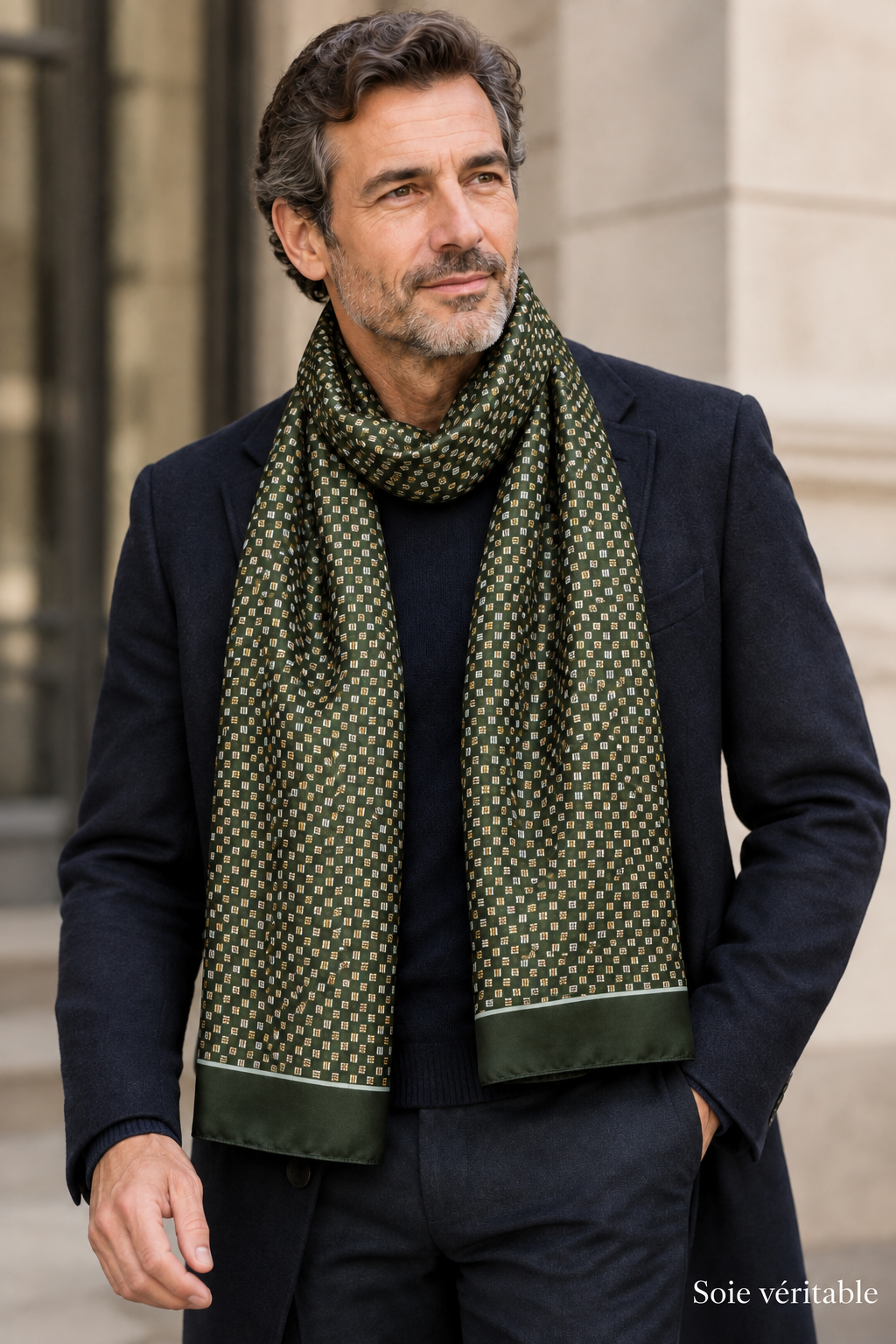 Homme portant l’écharpe verte