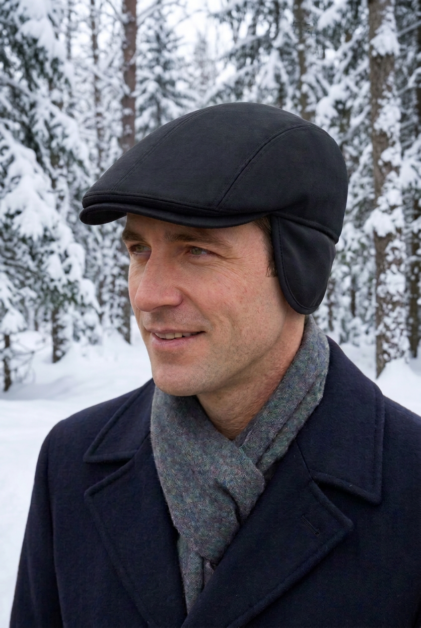 jeune homme porte une casquette gottmann noir avec les rabats pour les oreilles
