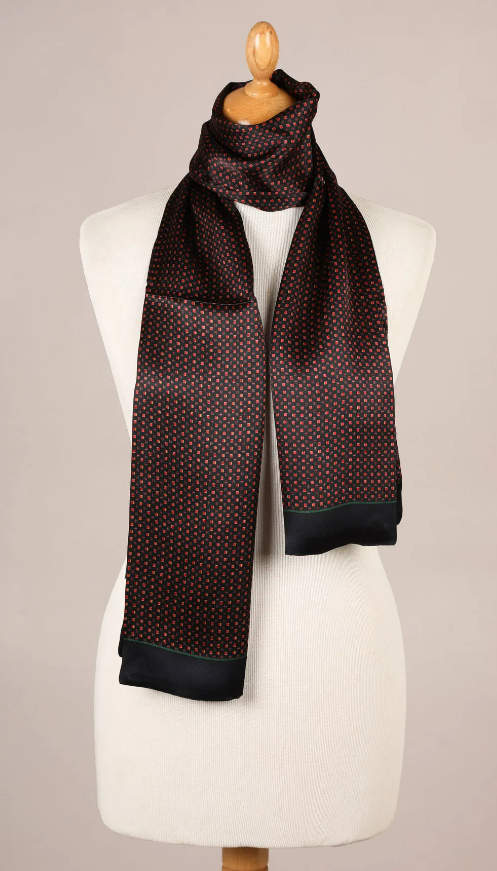 Echarpe en Soie Noir et Rouge