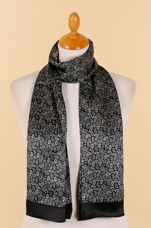 Echarpe en Soie Noir et Gris
